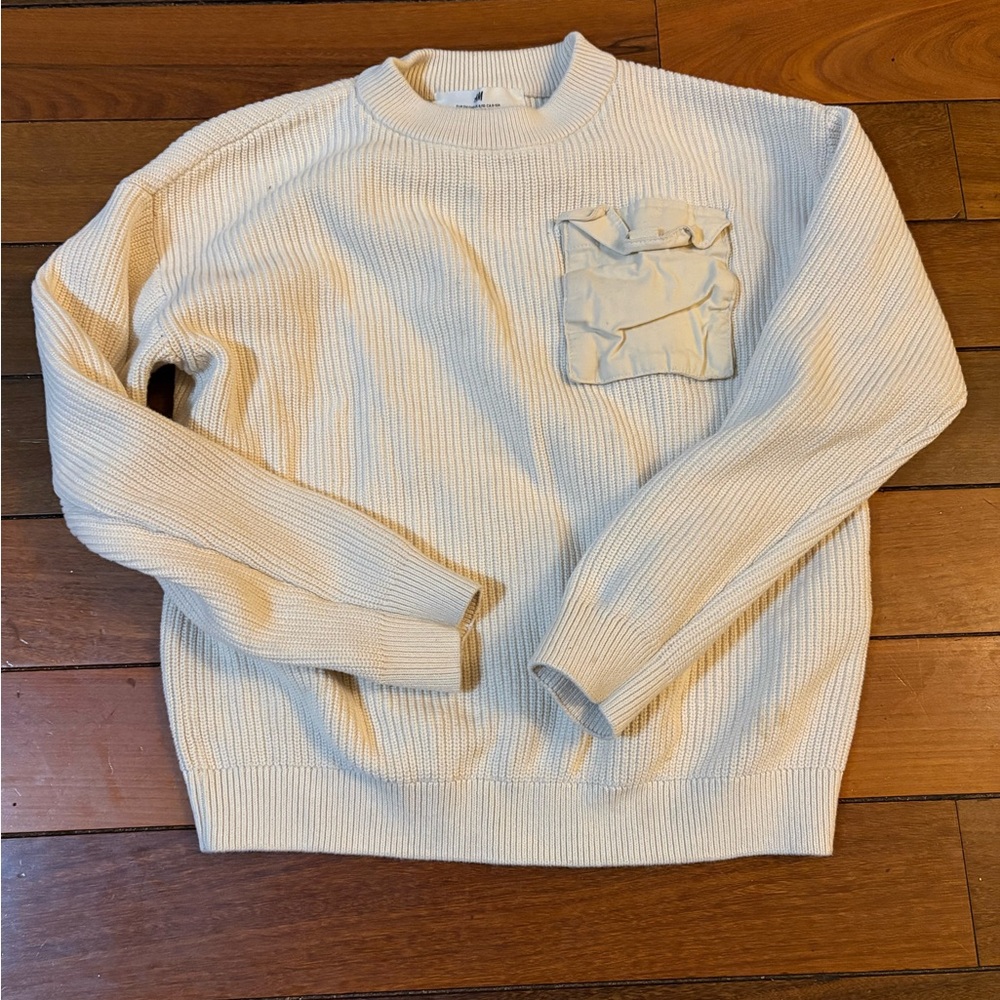 H&M boys Beige Crewneck Sweater with Pocket